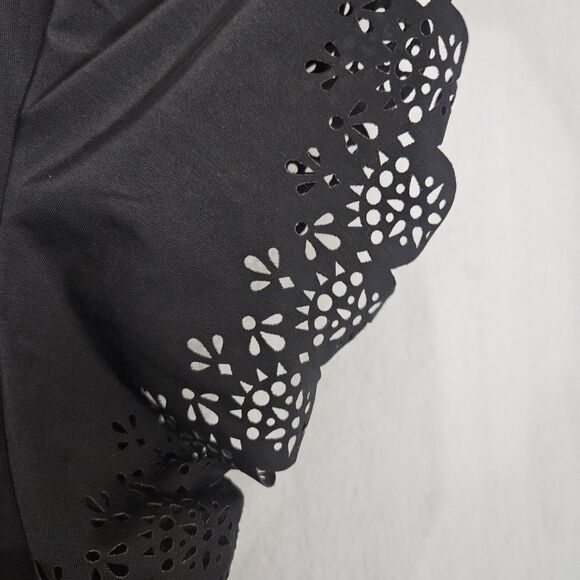 Cacique Swimsuit Sz 16 One Peice Full Coverage Flutter Sleeve Black - Picture 4 of 5